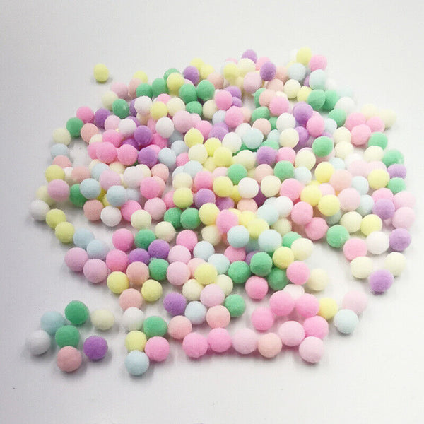 DIY Mixed Colour Mini Soft Fluffy Pom Poms Pompoms Ball 8-30mm for Kids Tool 1.5 - Lets Party