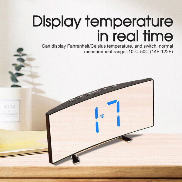Bedside Digital Clock LED Display Desk Table Time Temperature Alarm Snooze Decor