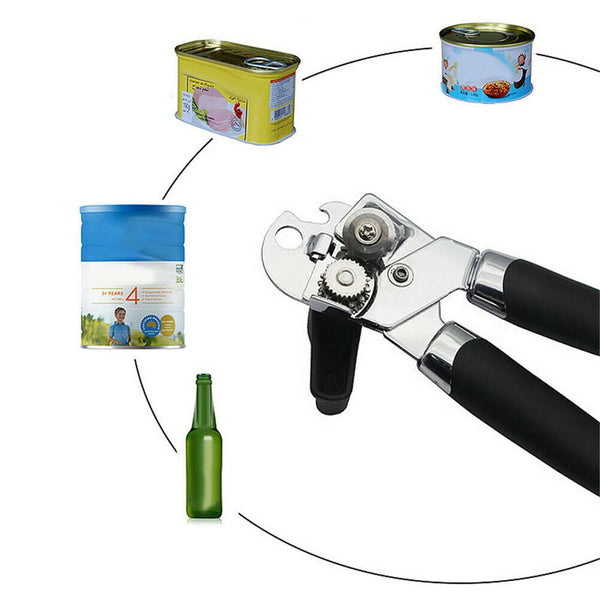 3-in-1 Can & Bottle Opener Classic Stainless Steel Manual Heavy Duty Can Opener