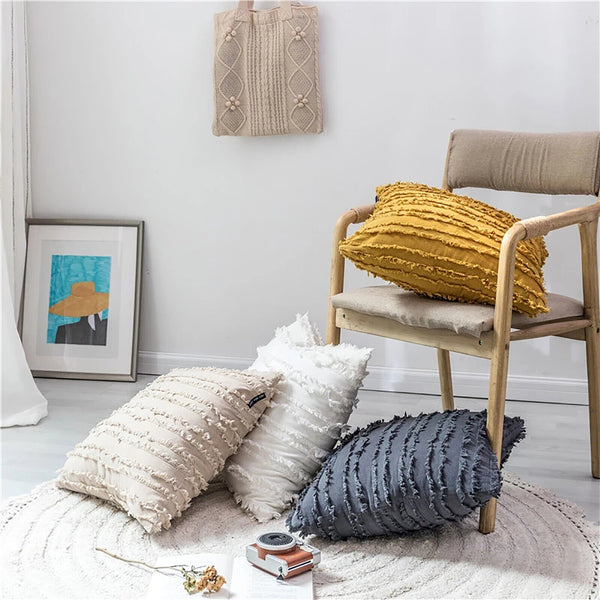 Boho Tassels Fringe Cushion Cover Striped Decorative Lounge Cushion Cover 45x45