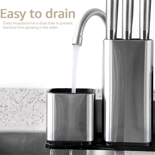 Universal Steel Knife Block Knives Holder Storage Rack Kitchen Stand Tool Gadget