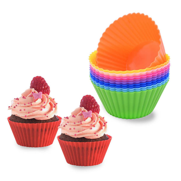 40 To 60x Round Cup Cake Silicone Baking Mould Cupcake Case DIY Bake Mold Muffin
