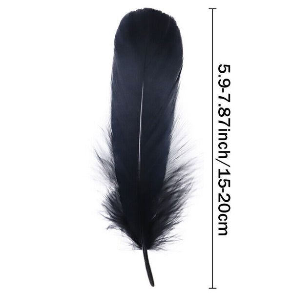 50pcs Black Goose Feathers 15-20cm Natural Feather DIY Craft Wedding Party Decor
