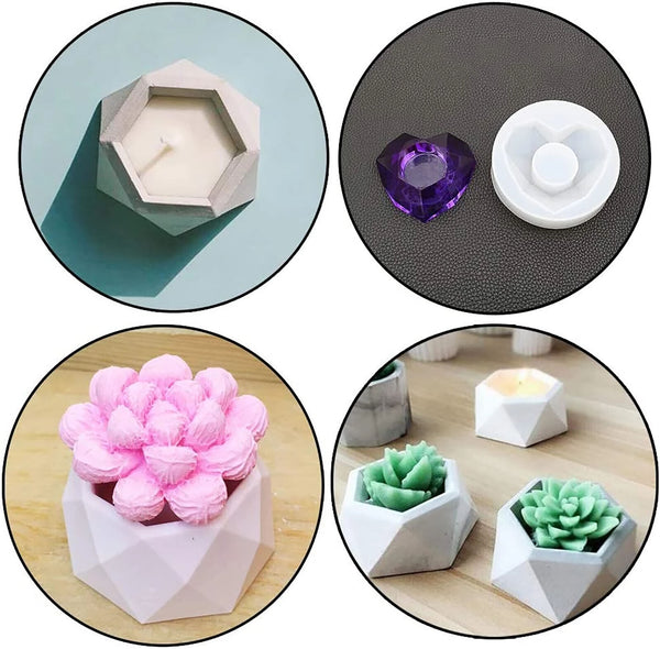 3pcs/Set Plant Flower Pot Silicone Mold Epoxy Resin Candle Holder Mould DIY Tool