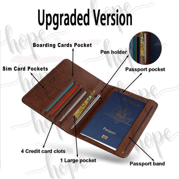 Travel Passport ID Wallet Holder Cover RFID Blocking Card Case Cover PU Leather - Lets Party