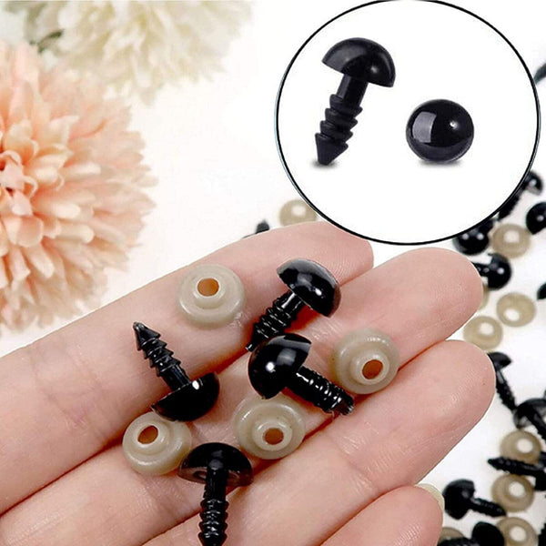 100PCS Teddy Plush Doll Black Plastic Safety Eyes DIY Toy Crafts Kit 6-12mm NEw