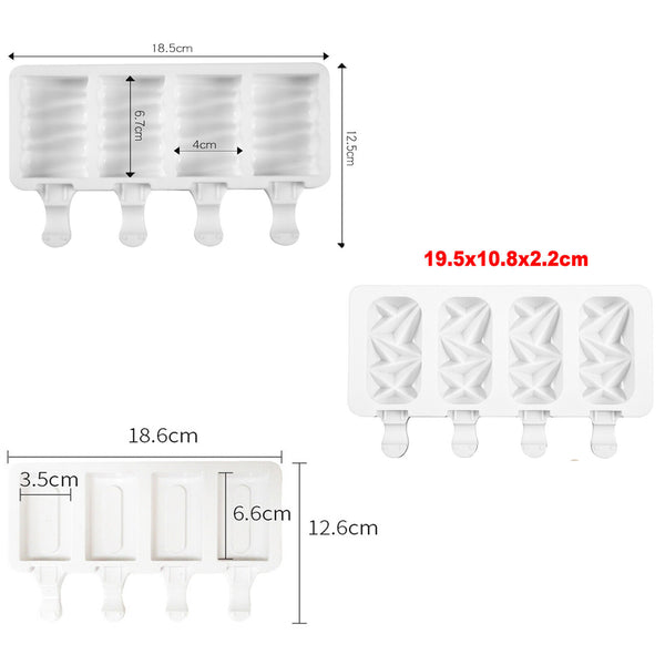 4 Cell Silicone Ice Cream Mold Juice Ice Lolly Maker Ice Lolly Pop Mould AUS - Lets Party