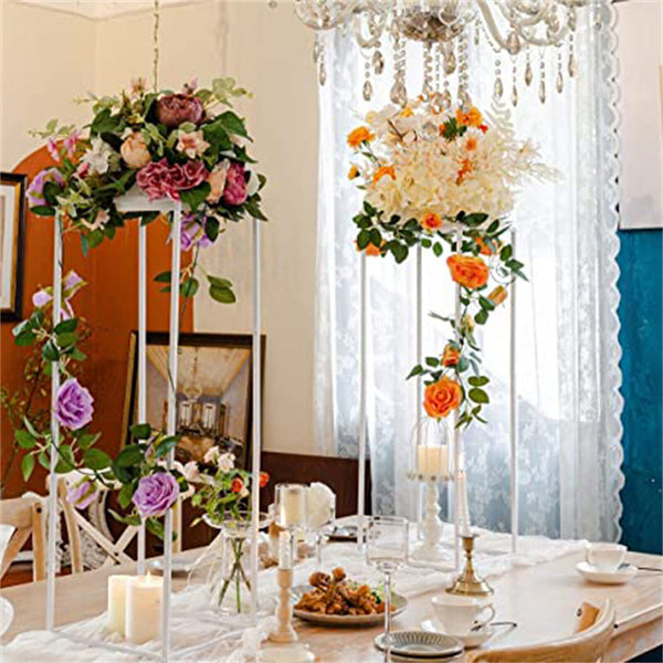 4PCSFlower Racks White Iron Plinth Wedding Decorations Geometric Box Party Stand