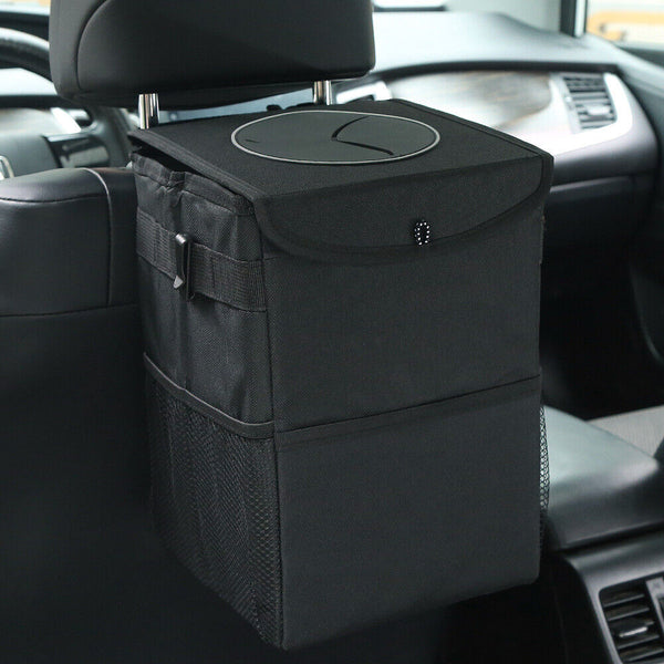 Waterproof Car Organizer Trash Can with Lid Bin Storage Garbage Bag Waste Basket