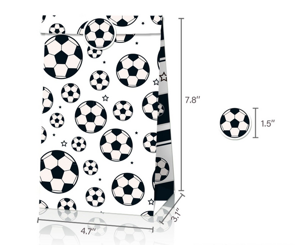 12PCS Soccer Paper Loot Lolly Gift Bags Party Supplies Kids Birthday Favour
