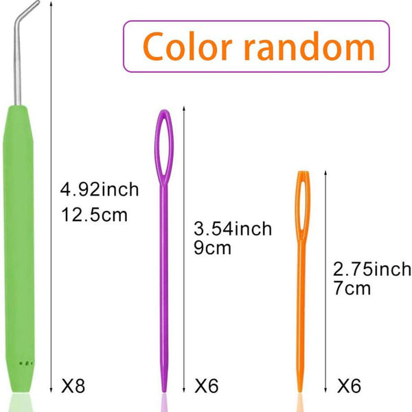 20 Pcs Loom Knit Hook Set Crochet Needle Hook Kit Green Knitting Tools Loom Hook