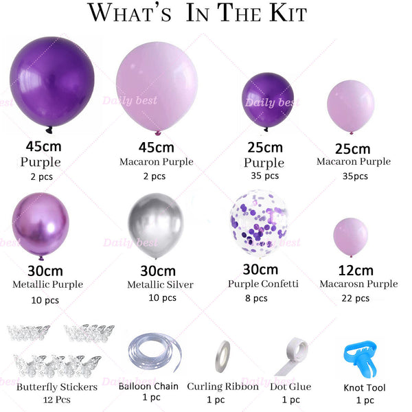 140pcs Butterfly Purple Balloon Arch Kit Garland Birthday Wedding Party Decor AU