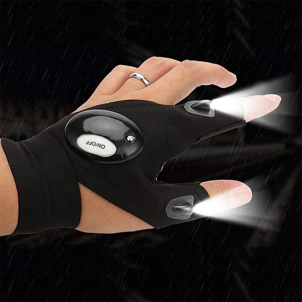 2x Rescue Night LED Light Fishing Finger Glove Outdoor Gear Beam Flashing Gloves