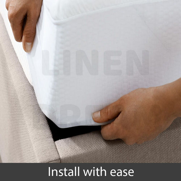 Aus Made Fitted Cotton Cover Quilted Mattress Protector Topper Underlay ALL SIZE - Lets Party