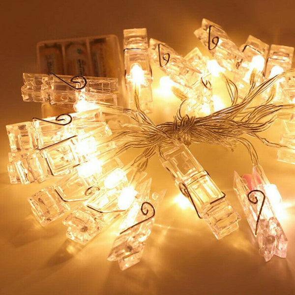 Hanging Picture Photo Peg Clip Fairy String Lights Wedding Party Decor