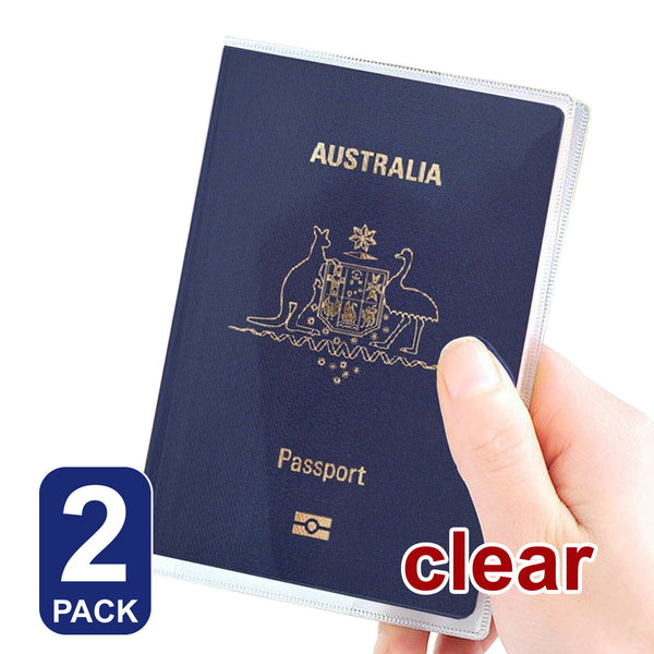 2X Passport Cover Transparent Protector Travel Clear Holder Organizer Wallet 714439063269 - Lets Party
