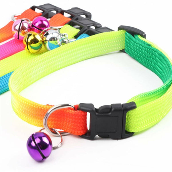 5PCS Dog Kitten Puppy Collar Adjustable Harness Pet Cat Neck Strap with Bell AU