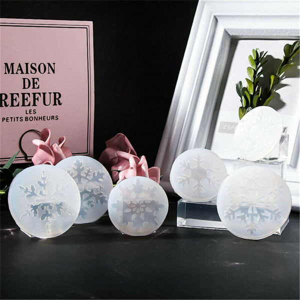 6PCS Christmas Silicone Snowflake Mould Resin Jewelry Making Mold DIY Craft Tool