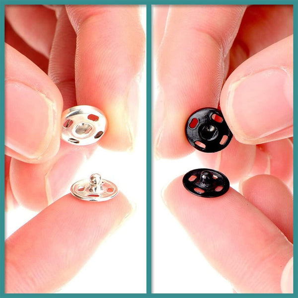 120 Sets Sew-On Snap Buttons Metal Snaps Fasteners Press Studs Buttons 8MM/10MM