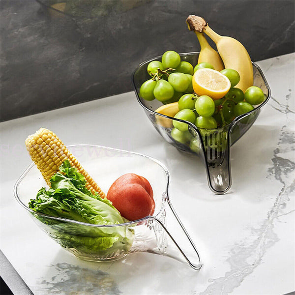 Multi-functional Drain Bowl Drain Basket Fruit Drain Wash Tool Kitchen AU
