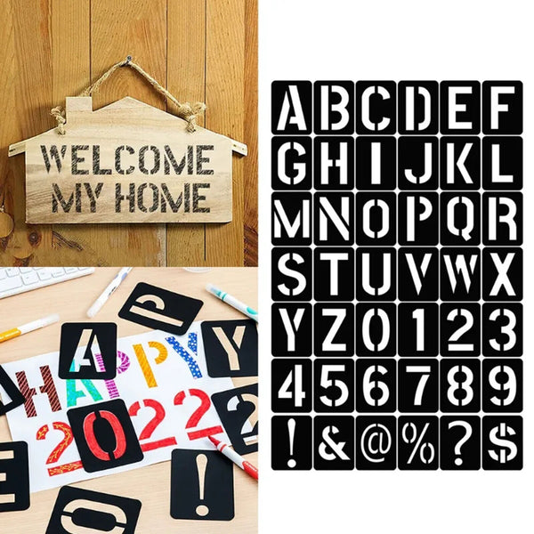 42pcs Copying Stencils Spray Painting Template Letter Number Symbols Templates