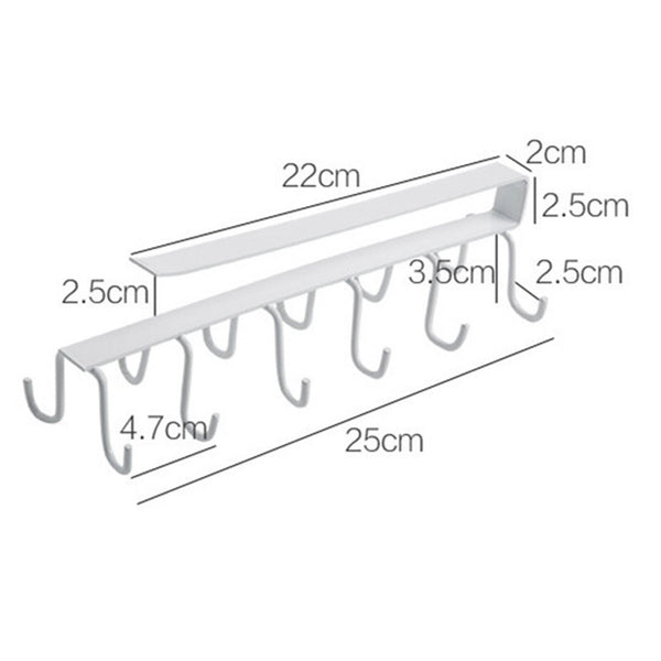 12 Hook Mug Cup Rack Holder Under Shelf Kitchen Cabinet Metal Hanger Wardrobe AU