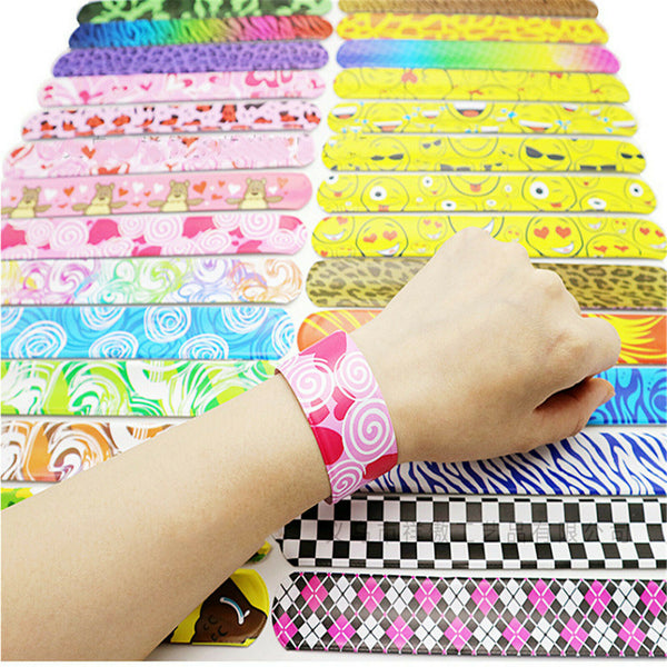30PCS Mixed Wrist Snap Slap Bands Kids Party Favor Novelty Toys Play band NEW  - Lets Party