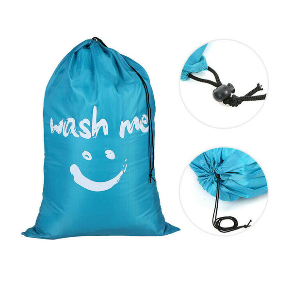 Blue Laundry Bag Travel For Dirty Clothes Camping Drawstring Closure Washing Machines - Lets Party