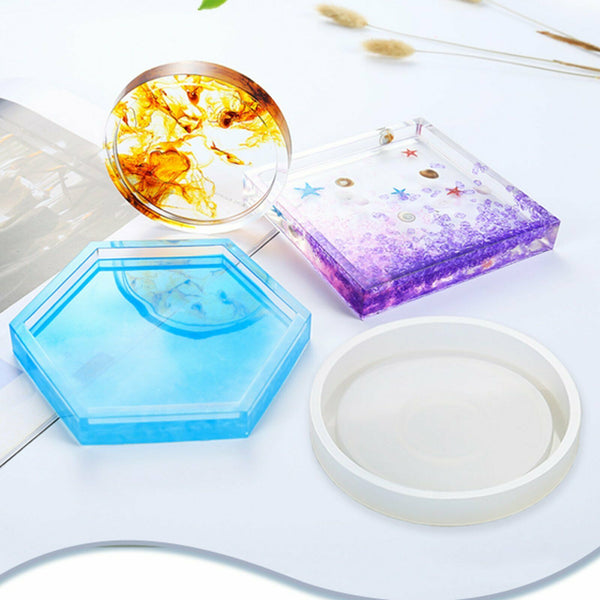 3 Styles Coaster Cup Mat Mold Silicone Mould for Craft DIY Epoxy Resin Casting - Lets Party