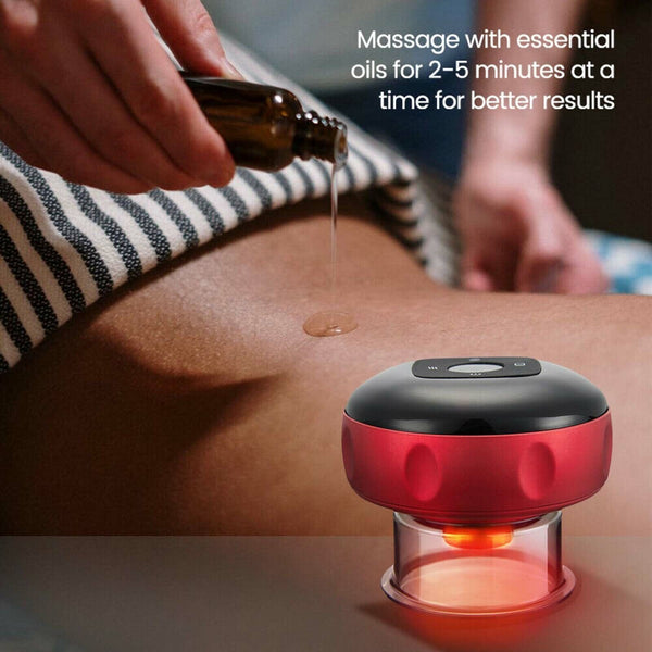 Red Electric Cupping Therapy Massager Portable Rechargeable 6 Level Adjustable - Lets Party