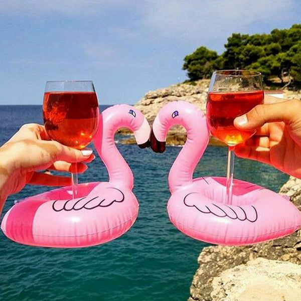 Mini Inflatable Floating Flamingo Cup Drink Can Holder Swimming Bath Pool Party - Lets Party