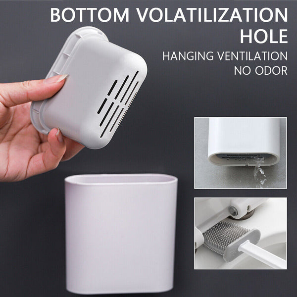 White Bathroom Silicone Bristles Toilet Brush with Holder Creative Cleaning Brush Set - Lets Party