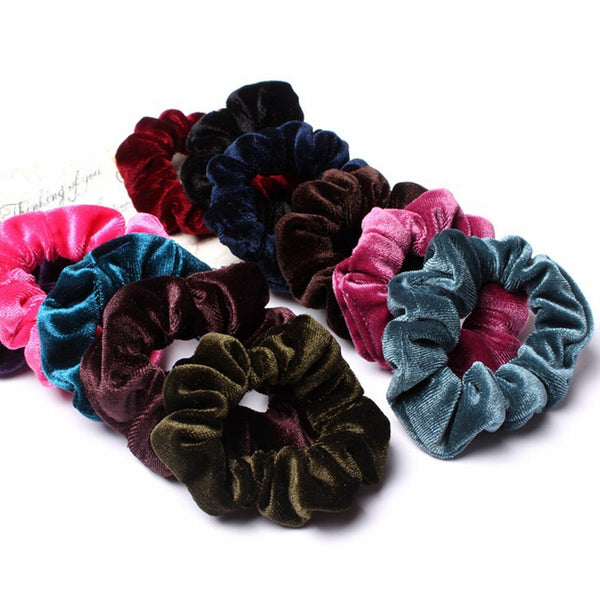 UP 24X Hair Scrunchies Flannel Velvet Hair Ties Hair Band Women Ponytail Holder
