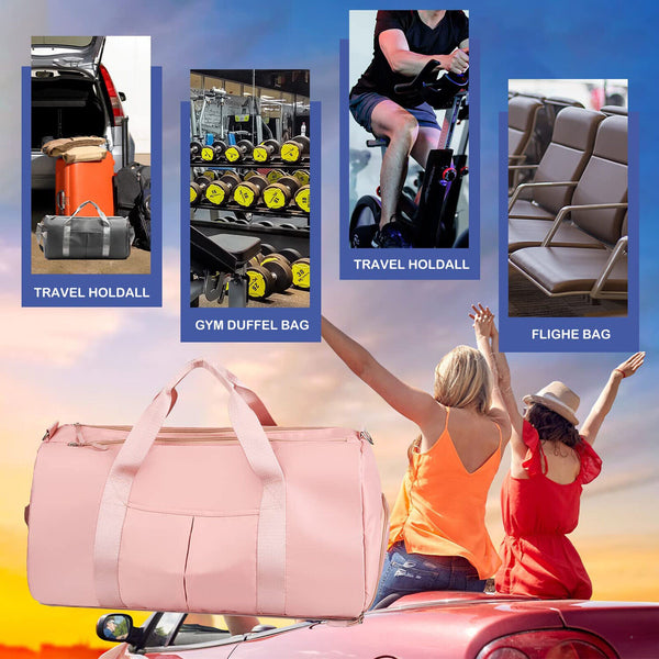 Women Gym Sports Bag Shoulder Bag Hand Luggage Duffel Large Capacity Travel Bags