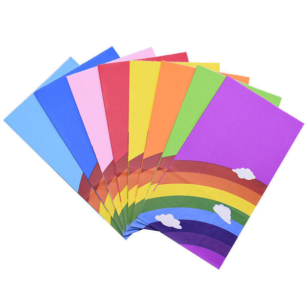 80PCS Kraft Paper Party Bag Seal Birthday Favor Kids Rainbow Candy paper bags