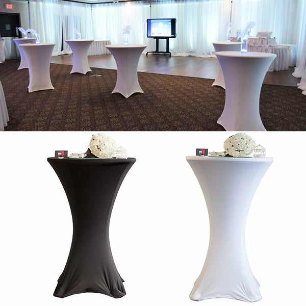 60cm Bar Table Cover Cocktail Spandex Round Tablecloth Wedding Party Black White
