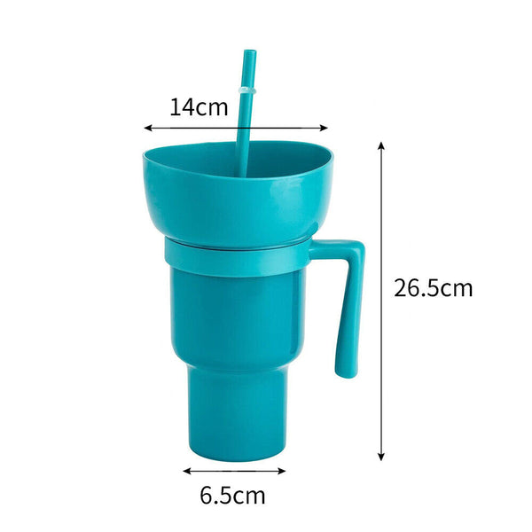 2-in-1 Stadium Tumbler Popcorn Cup Snack Cup Multifunctional Cup Bowl 1000ml AU