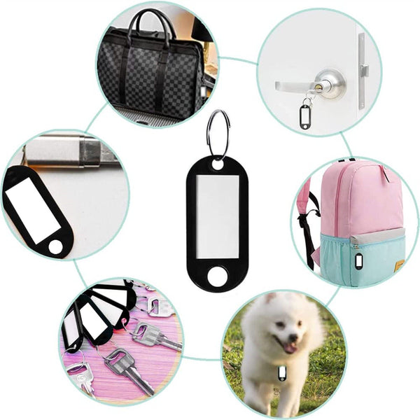 50Pcs Plastic Luggage Key Tags ID Tags Key Rings Key Tag Key Chains Key Black AU