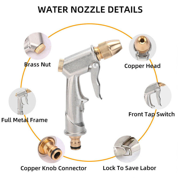 2PCS High Pressure Water Spray Gun Brass Nozzle Garden Hose Pipe Lawn Car Wash