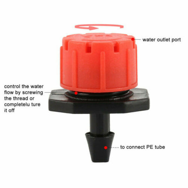 100x Adjustable Irrigation Micro Flow Dripper Drip Head Garden Hose Sprinklers