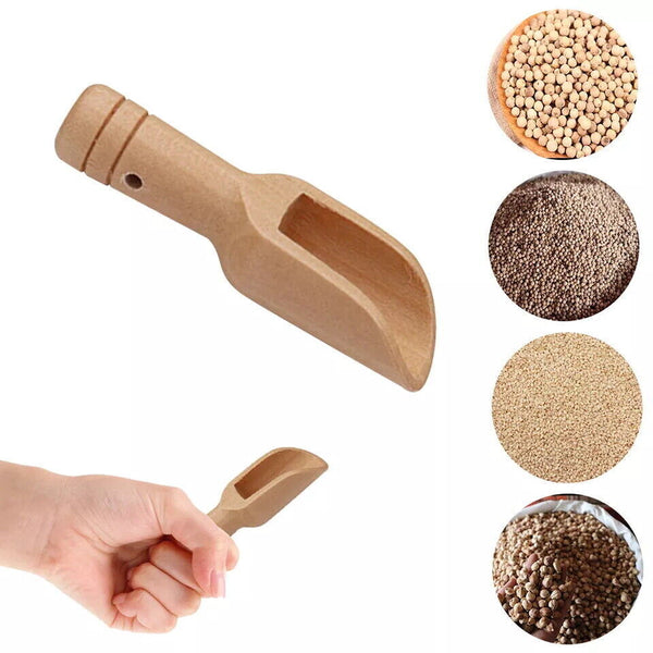 1/2/4/10 PCS Wooden Small Little Mini Scoop Salt Sugar Coffee Spoon Kitchen Tool