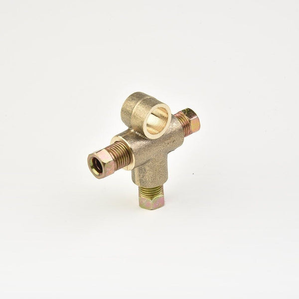 3 Way Brake Line T-Shap Tee Hose Connector Adapter + 3 Male Nuts M10 3/16 Pipe