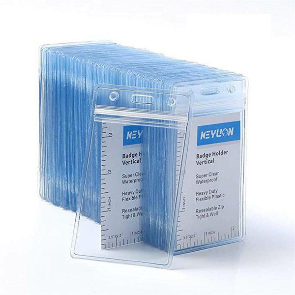 200x Clear Plastic ID Card Holder Pouch Lanyard Work BADGE With Ziplock Quantity