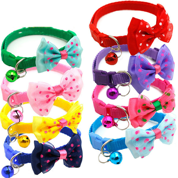 6X Bow Tie Cat Dog Kitten Collar with Breakaway Safety Release Buckle 19-32cm AU