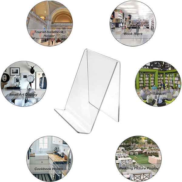 5xAcrylic Book Display Stand Photo Frame Brochure Artwork Retail Cookbook Holder