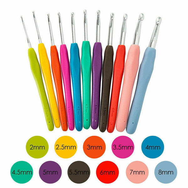 52PCS Crochet Hooks Set Kit Yarn Knitting Needles Sewing Tools Grip With Bag DIY