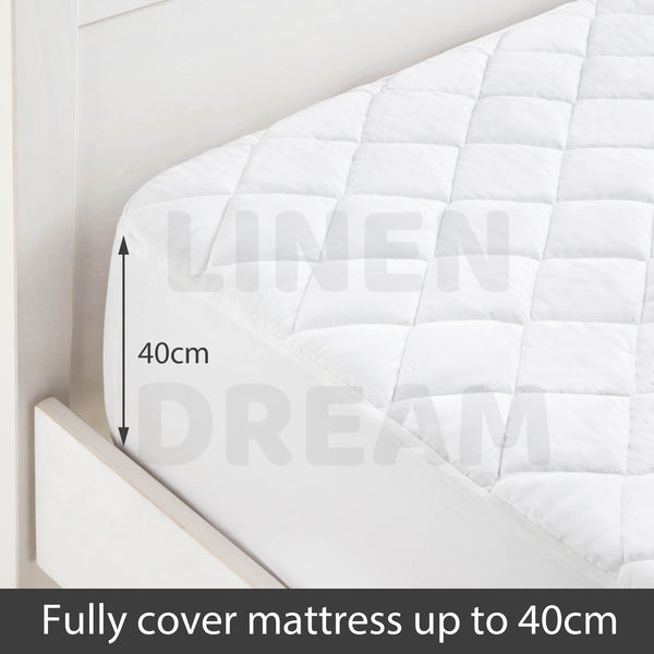 Aus Made Fitted Cotton Cover Quilted Mattress Protector Topper Underlay ALL SIZE - Lets Party