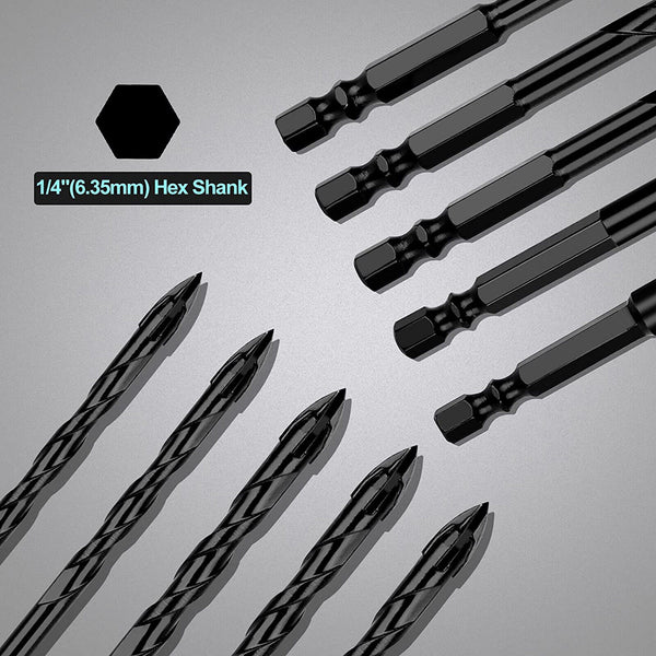 60X 6mm Tile Porcelain Drill Bit Marble Ceramic Glass Brick Shank Hex Spear Head