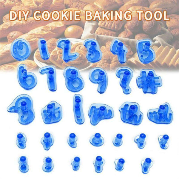 66PCS Alphabet Letter Number Fondant Cake Decorating Mold Embosser Mould Set - Lets Party