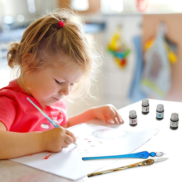 1/2X Glass Dipping Dip Fountain Pen Crystal Signature Ink Filling Calligraphy AU